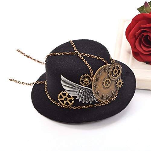Blessume Victorian Punk Mini Bowler Hat Hair Clip Party Hat Dancing Cocktail Head Clip #TOP5
