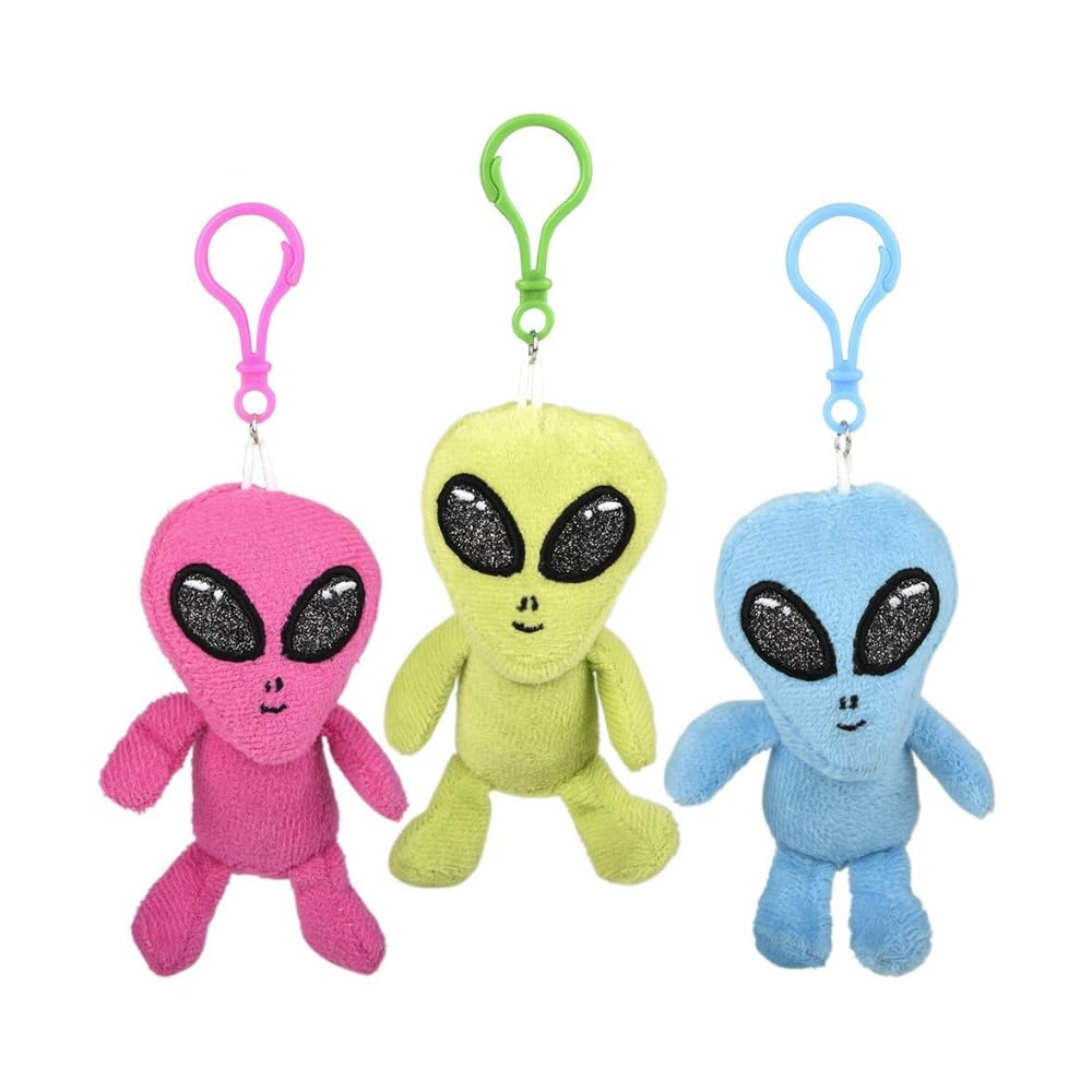 Alien Sensory Fidget Stretch Popper Backpack Clip Toys (Alien Backpack Clips), 3 ct