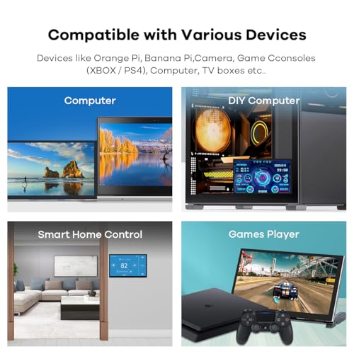 Image of Hosyond 7 Inches Touchscreen IPS LCD Display Panel 1024x600 HDMI Capacitive Touch Screen for Raspberry Pi5 /Pi4 /Pi3 /ZERO 2W, BB Black, Windows