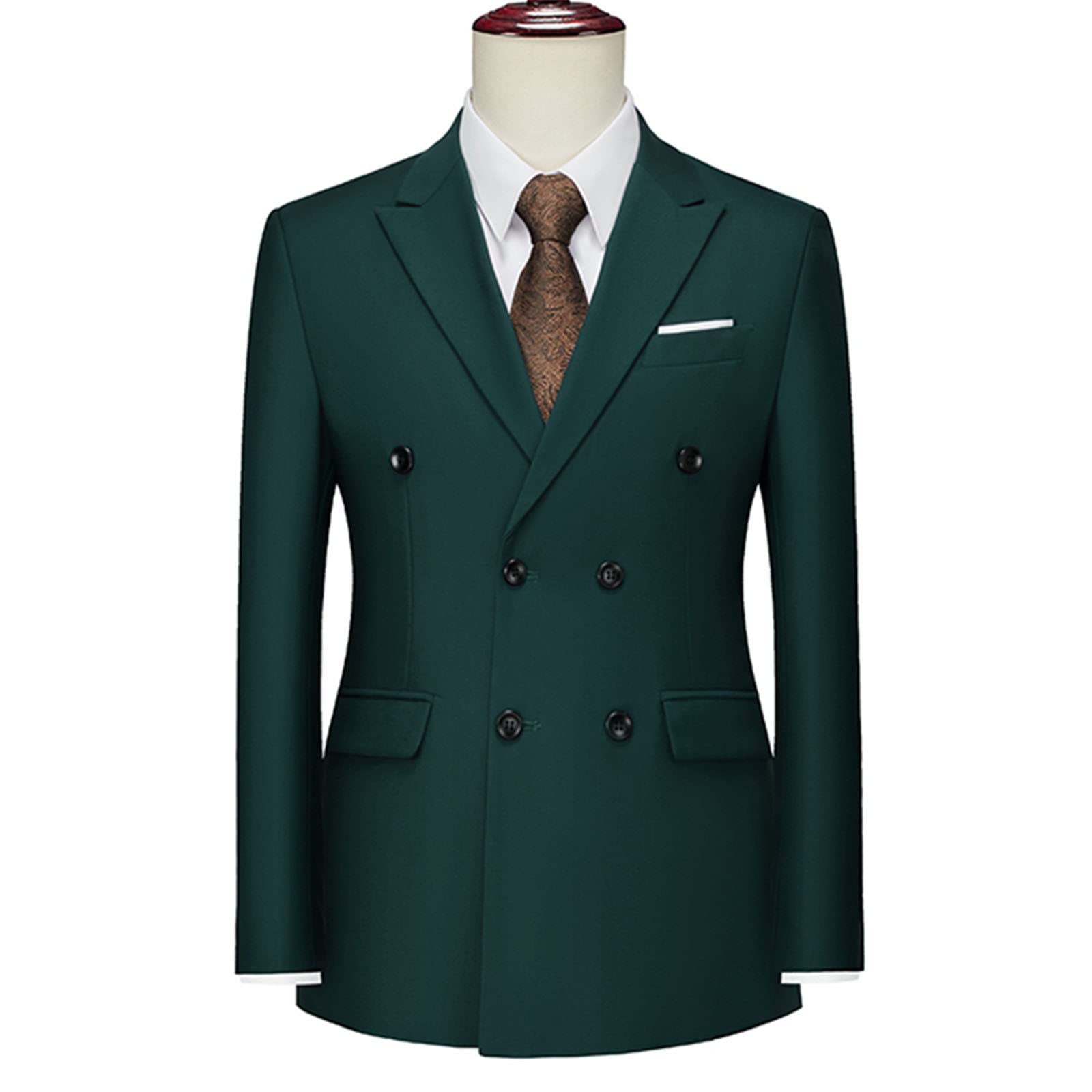 Blazer formel à double boutonnage pour homme - Coupe ajustée - Couleur unie