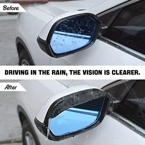 Blilo 2PCS Smoke Visor Guards for Car Side Mirrors - Waterproof Carbon Fiber Auto Rain Eyebrows for Cars, Trucks and SUVs - Universal Fit (Black) - 4