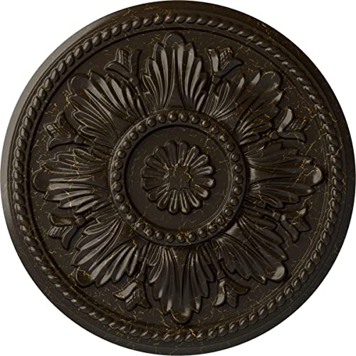 Image of Ekena Millwork CM18EDSHC Edinburgh Ceiling Medallion, Stone Hearth Crackle