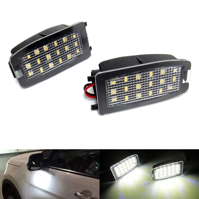 RZG 2x LED Side View Mirror Puddle Light White Canbus For LR Discovery 3 4 Freelander 2 RR L322 Sport L320 S60 S80 V70 II XC70 XC90