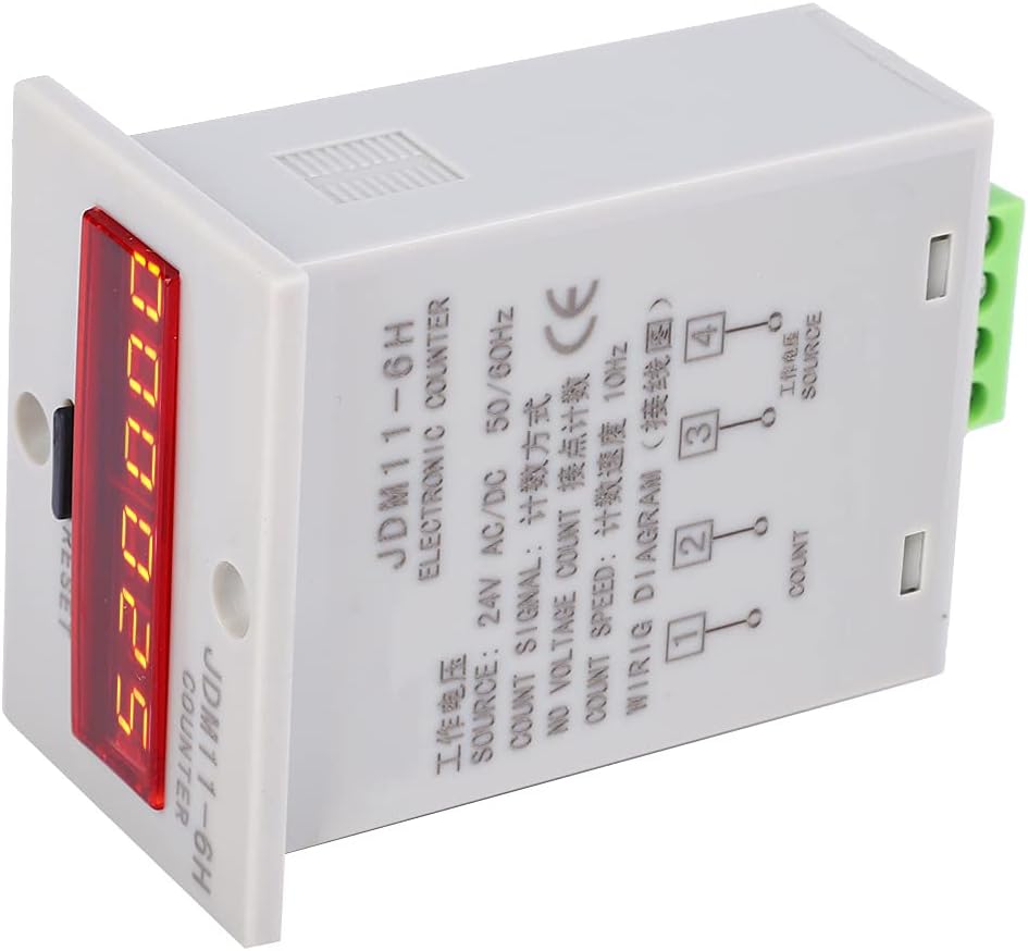 LED Digital Display Counter Relay for Stable No Voltage Counting, Suitable for Various Signal Input Counts, 6 Digits Display Counter for Industrial Use (AC/DC24V)