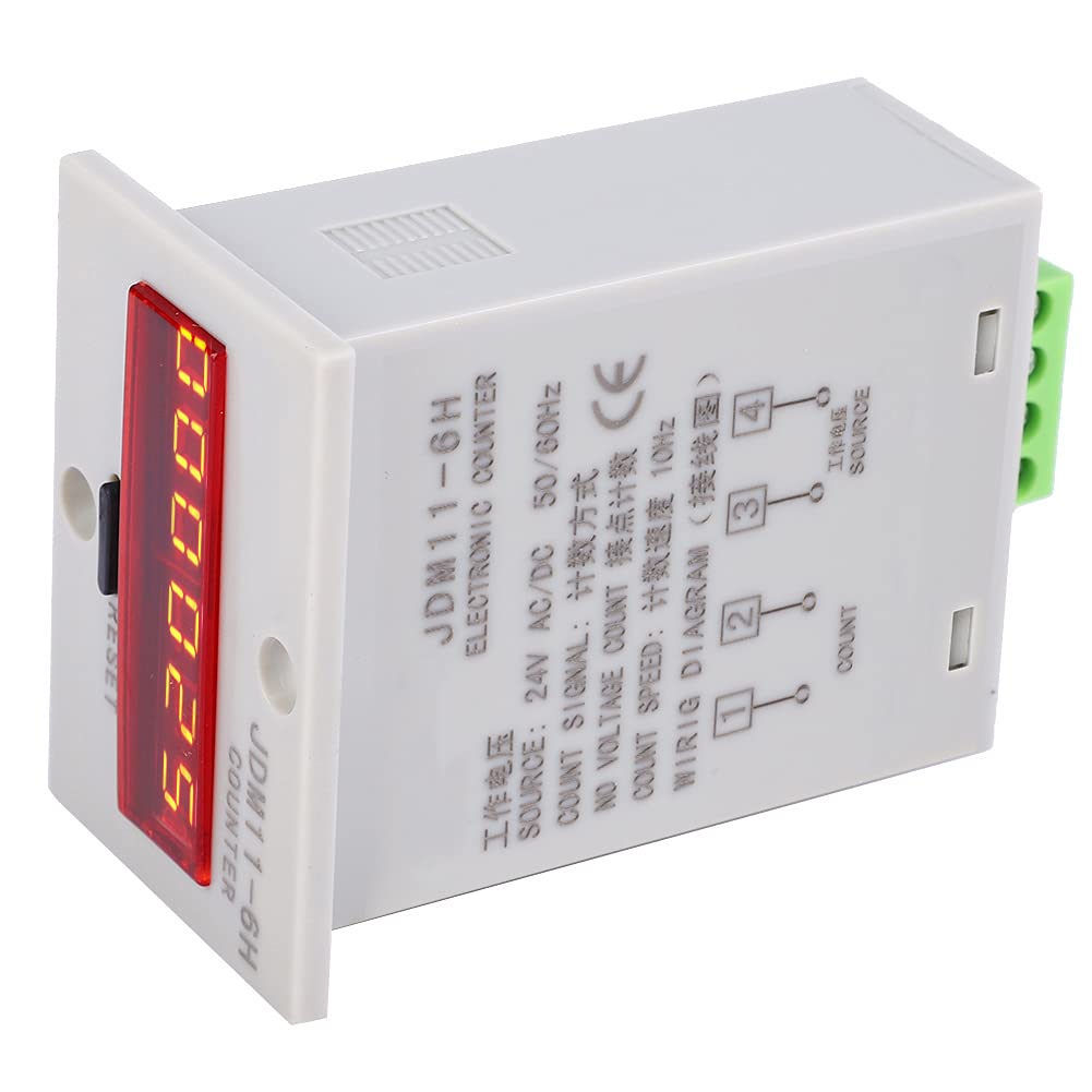 LED Digital Display Counter Relay for Stable No Voltage Counting, Suitable for Various Signal Input Counts, 6 Digits Display Counter for Industrial Use (AC/DC24V)
