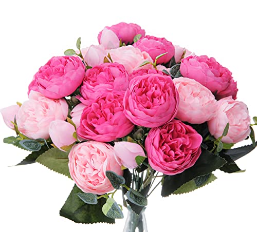 4 Bouquets de Fleur Artificielles Rose Fleurs Fausse Rose Bicolore Artificielle Glorieuse Bouquet de Mariée pour Mariage Décoration de Arrangements Noces Domicile Bureau Hôtel Rebord de Fenêtre