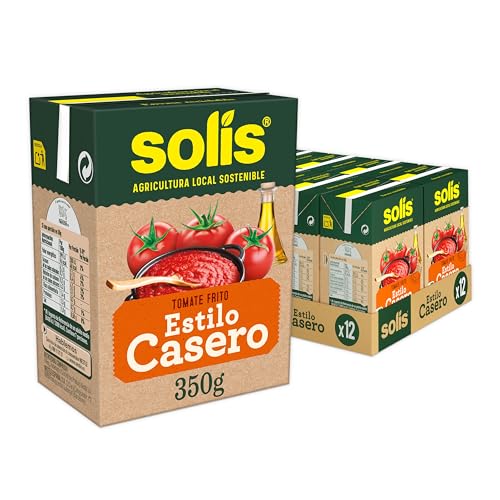 SOLÍS Tomate Frito Estilo Casero Brick - Pack de 12 x 350g - Tomate sin gluten