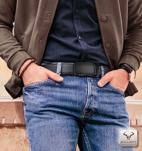Image of BULLIANT Men's 2-Pack Ratchet Leather Belt Trimmable 1 3 /8 inch-Gift Boxed