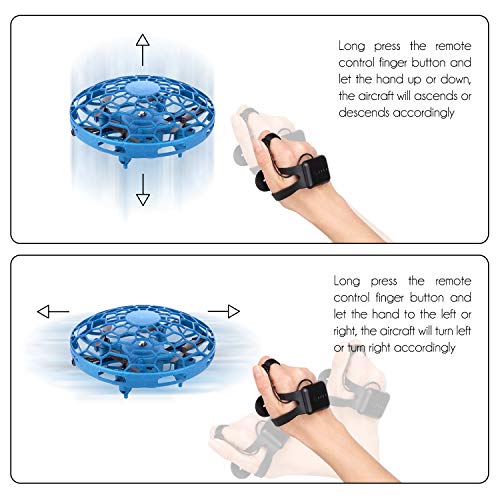 Canopus Hand Drone For Kids, Wrist Watch Remote Control, Blue Ufo-Type Mini Drone With Usb Cable, Drone With 360° Rotating Capability And Led Lights, Great Gift For Boy And Girl Kids Or Adults #TOP2