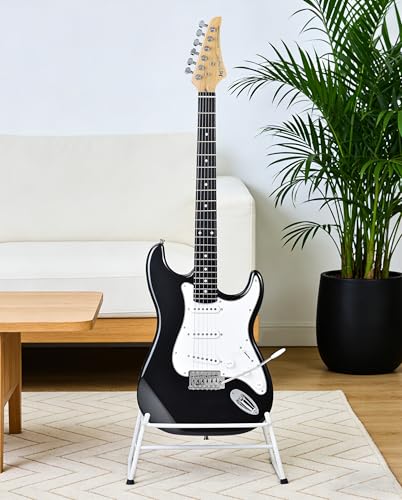Image of Leo Jaymz Beginner Electric Guitar 39 inch Kit with Portable Amplifier, Padded Gig Bag, Digital Tuner，Capo，Strap，Picks，Classic SSS Pickups(Black-SSS)