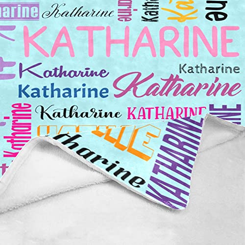 Personalized Blanket for Kids Adults Personalized Name Blanket Custom Blanket with Name Personalized Gifts for Christmas Birthday Valentines Day Mothers Fathers Day (Light Blue&Colorful, 30"x40")