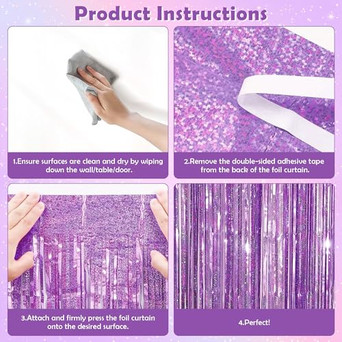 Image of Pink Tinsel Curtain Party Backdrop Streamers - Birthday Decorations | Birthday Decorations for Girls | Princess Birthday Party Decorations |Sleepover Party Supplies for Girls,2 Pack