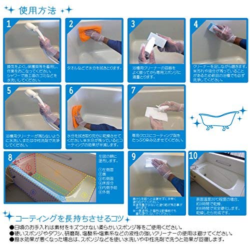 Amazon Co Jp お掃除ソムリエ 美シリーズ お風呂用コーティングキット 浴槽 ｆｒｐ 人工大理石 ホーロー 用洗剤とコーティング剤のセット ドラッグストア