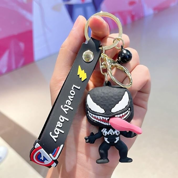 Chainsaw man Venom Keychain with Loop and Hook Key Chain Bag/Hanging Keyring Suitable for Bag Charm, Car Keychain, Bike Keychain/Size Approx 6-7 CM |