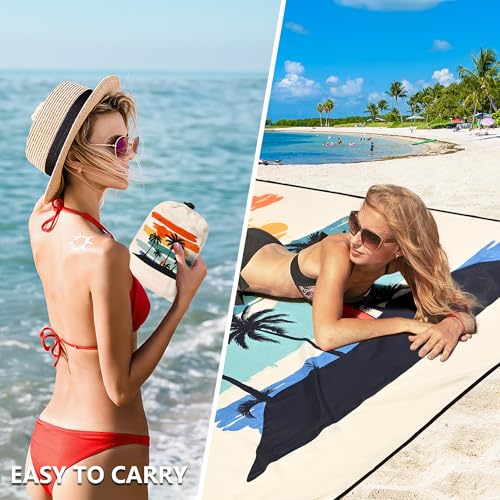 Image of WIWIGO Beach Blanket Waterproof Sandproof Beach Mat 79 inch X 83 inch /10'x9'for 2-8 Adults Quick Drying Outdoor Picnic Mat Beach Accessories for Travel, Camping, Hiking