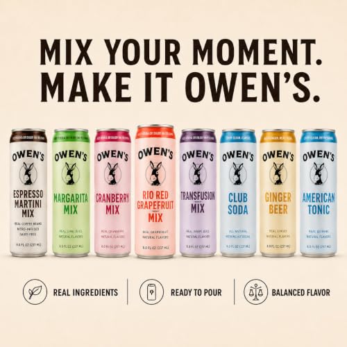 Image of Owen's Premium Non-Alcoholic Sparkling Cocktail and Mocktail Mixer, Drink Mixer for Cocktails, Mocktails, and Party Beverage, 24 Pack of 8.2 fl oz Cans (Rio Red Grapefruit)