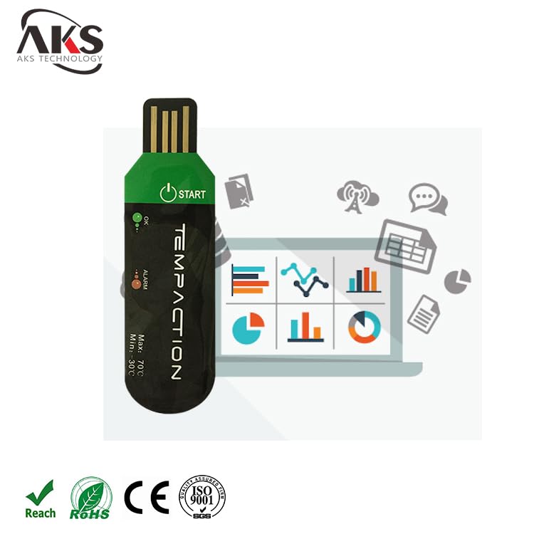 Tempaction USB Temperature Data Logger, -30-70°C Range, Alarm Indicator,for 10pcs