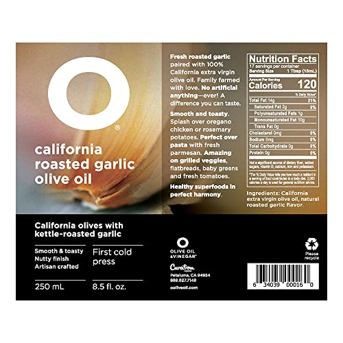 O California Roasted Garlic Olive Oil, 8.5 Fl Oz #TOP4