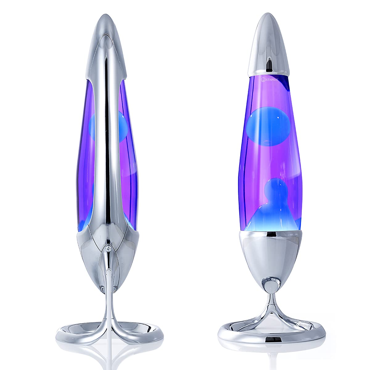 Mathmos Lampada lava Neo argento, testata come sicura per bambini | Lampade Viola e Turchese a bassa temperatura e con sicurezza integrata | Lava durevole riempita a mano in Gran Bretagna