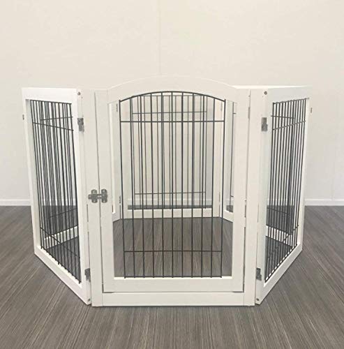 Lords & Labradors White Wooden Puppy Playpen Enclosure With Gate | 6 Panel Heavy Duty Foldable Puppy Safety Metal & Wood Pen | Suitable For All Breeds | Training & Safety For Dogs - Image 9