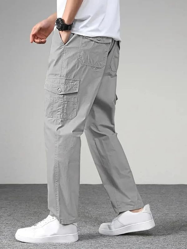Image of Men's Cotton Cargo Pants | Stylish Multi-Pocket Casual Look-