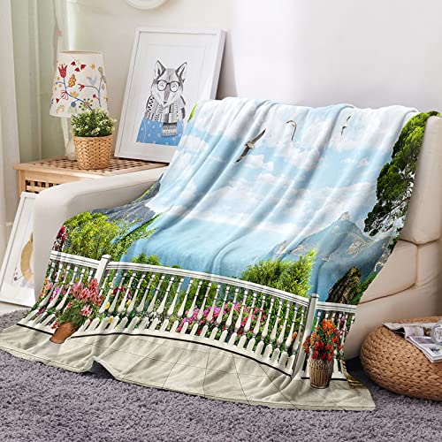 Couverture en flanelle originale cadeau idal impression 3D mer fleurs