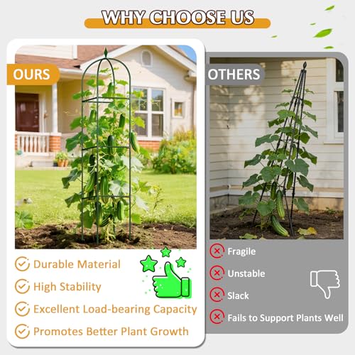 Image of Garden Trellis for Climbing Plants, Tomato Cage, Rose, Flowers, Grape, Pea, Cucumber Trellis, Rustproof Plastic Coated Metal Plant Support for Potted Plants Indoor Outdoor - 1PC Plant Trellis