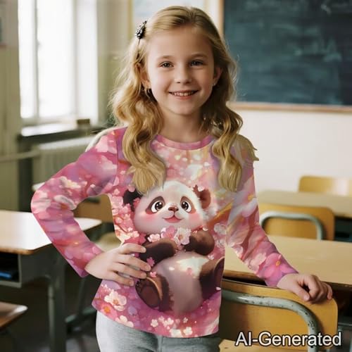 Image of Renewold Boys Girls Tees Kids T-Shirt Long Sleeve Crewneck T Shirts Casual Athletic Tops Clothing for Home School Travel