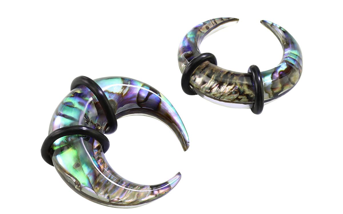 Zaya Body JewelryPair Abalone Shell Pinchers Horseshoes 00g 0g 2g 4g 6g 8g Ear Plugs Tunnels Tapers Gauges Hangers Septum