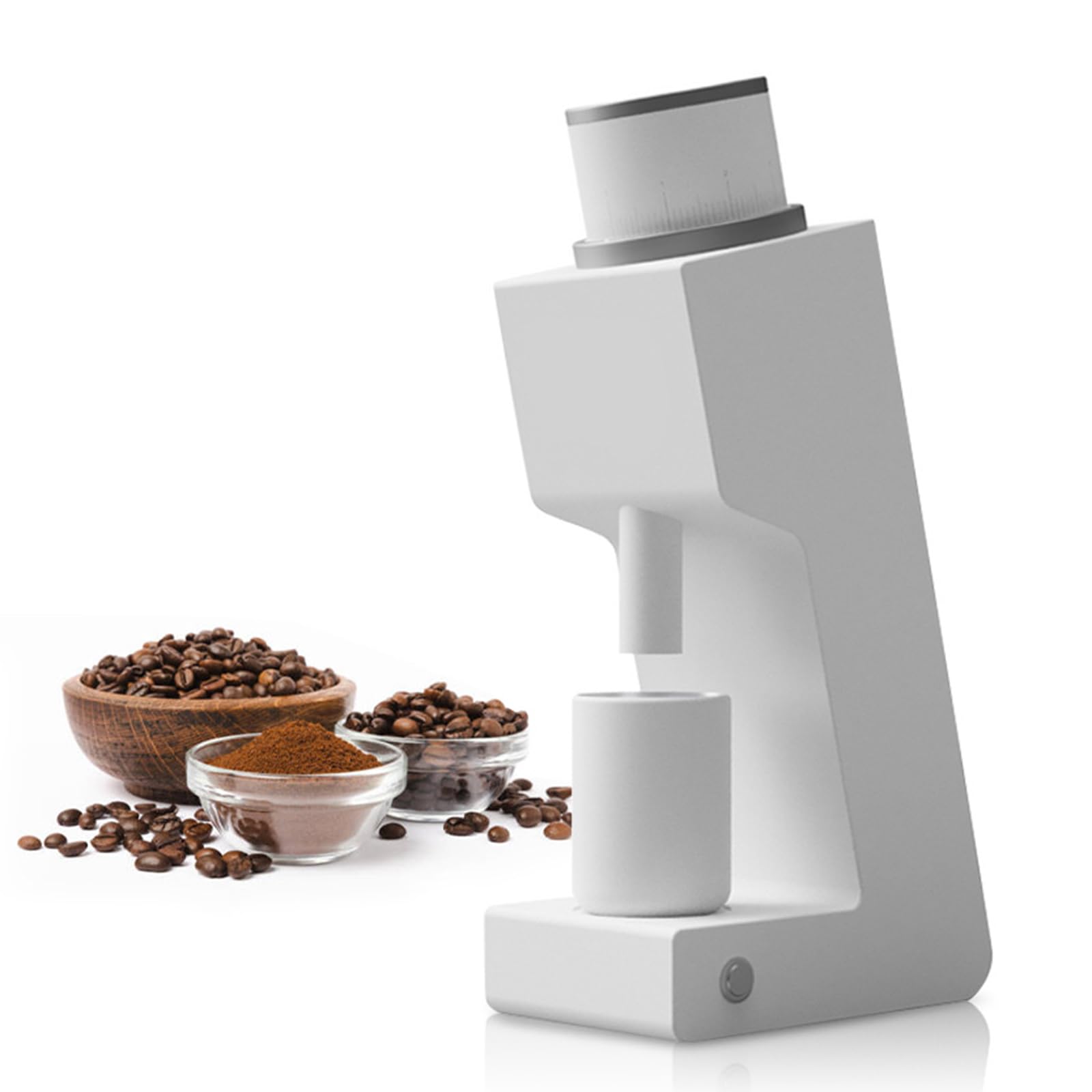 Elektryczny młynek do kawy, młynek do kawy espresso, żarna ze stali nierdzewnej, pojemność 30 g, z konstrukcją antystatyczną, do użytku domowego, do zaparzania kawy metodą (White)