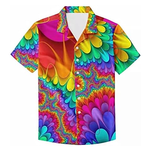 Cumagical Colorful Pattern Men's Floral Print Fashion Button Down Casual Hawaiian Shirt Summer Top Short Sleeve Cover