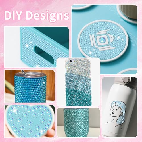 Image of 16000 Pcs Resin Rhinestones for Crafting, Flatback Blue Gems Jelly Rhinestones, Mixed Sizes Blue Bedazzling Crystal with Pickup Tool for DIY Crafts Clothing Tumblers Mugs Shoes Fabric Nail Art