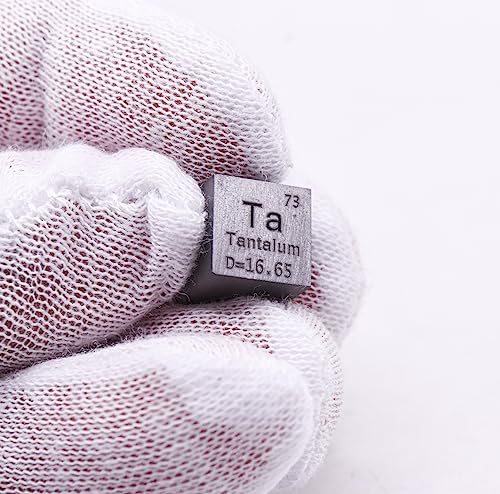 Image of 0.39 inch 10mm Tantalum Metal Cube Ta up to 99.9% Pure Periodic Table Element Engraved Density Collection Science Education Display Block Cube + Acrylic Case Box - 1PC