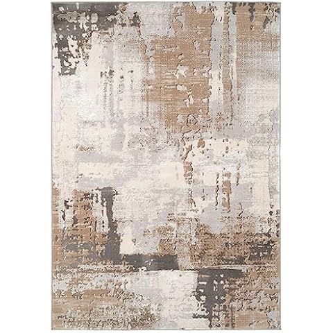 Luxury Greige Painterly Living Room Rug Cover