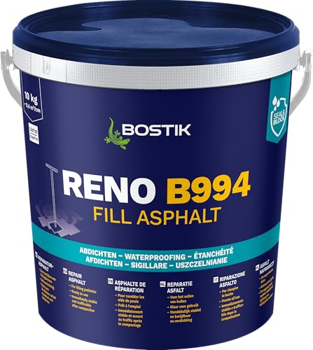 BOSTIK Reno B994 Fill Asfalto 10 kg – Frío reparador reparable instantáneamente, ideal para reparación de baches, color negro