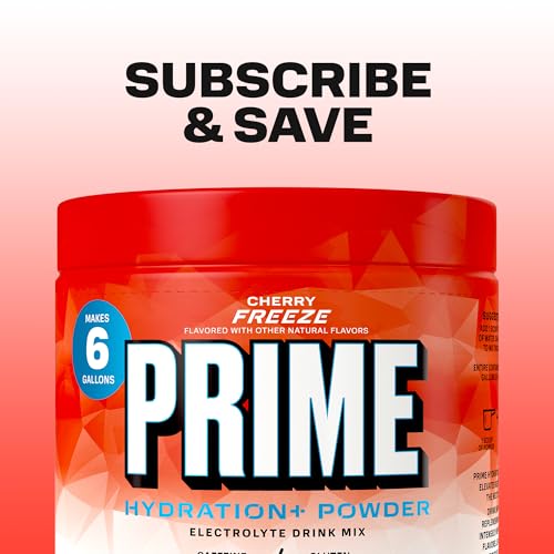 Image of PRIME Hydration+ Electrolyte Powder, Cherry Freeze, Sugar Free Hydration Drink Mix with Potassium, Magnesium & B Vitamins to Replenish Fluids, Caffeine Free, 6 Gallon Tub, 48 Srv