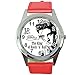 Produktbild TAPORT® Armbanduhr Analog Quarz mit Echtlederband rot rund für Fan von Elvis Presley e0