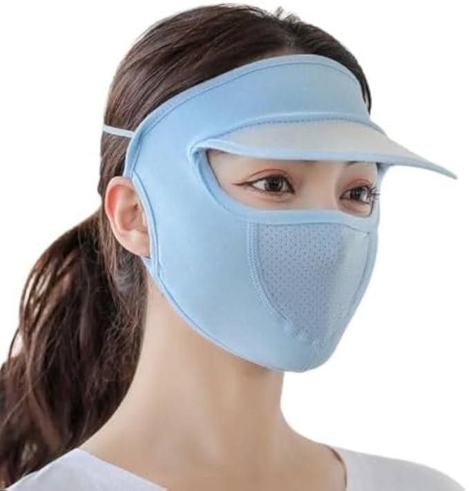 Sun Hat for Women with Face Mask Cap Mask For Summer Outdoor Cycling Uv Sun Protection Block Hat Protection Face Cover Scarf Breathable Face Cover Silky Cooling Sun Visor for Bike Cycling