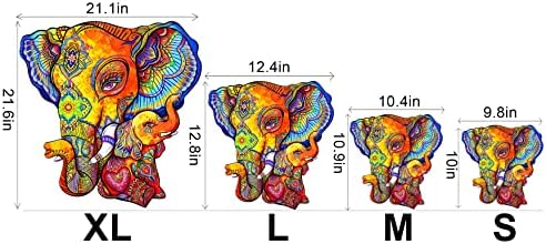 Blumuze Wooden Jigsaw Puzzles, Elephant Puzzle MATERNAL LOVE Wooden Puzzles for Adults, Unique Shaped Animal Wood Puzzles, Wooden Animal Puzzles for Adults Kids with Wood Gift Box, 13x13 In 240pcs-L
