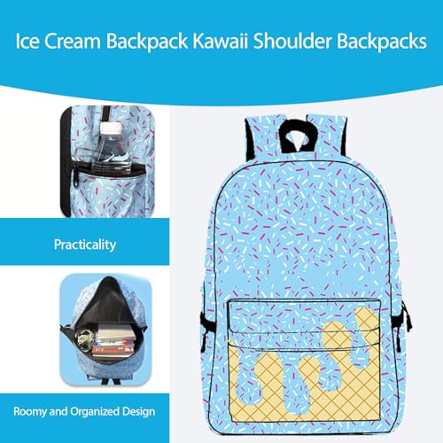 Ice Cream Backpack, Large capacity Kawaii lightweight, suitable for daily use travel hiking (Light Pink)3