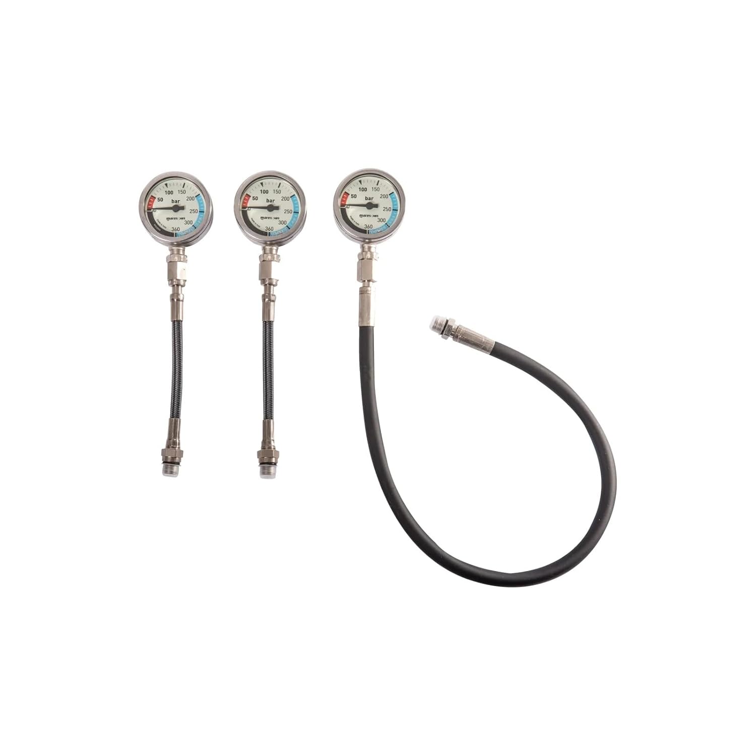 Mares SPG52 XR Line Pressure Gauge with 56cm Hose for Technical Diving | Double Welding, Tempered Glass, Luminescent Screen, in (BAR/MT)