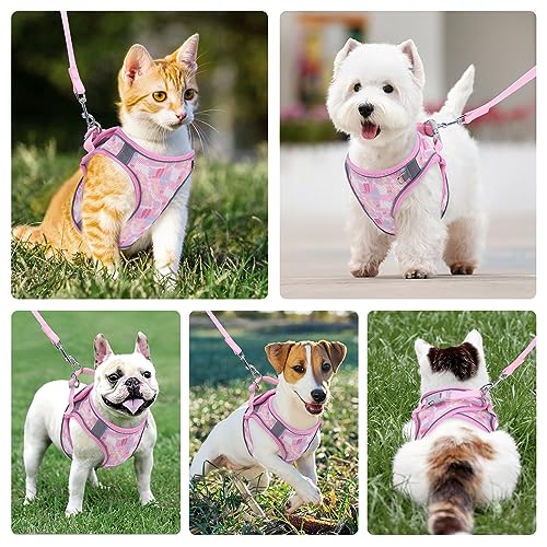 AMIR Arnês e coleira para gatos para caminhar, jaqueta para animais de estimação com alças refletiva