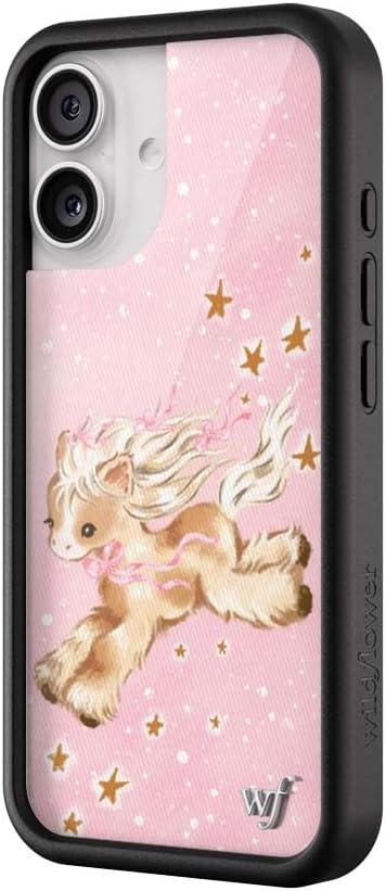 Wildflower Cases - Compatible with iPhone 17 | Protective Black Bumper, 4ft Drop Test Certified, Women Owned Small Business | Girls Pastel Pink Horse Aesthetic Cute Trendy | Pony Dreams