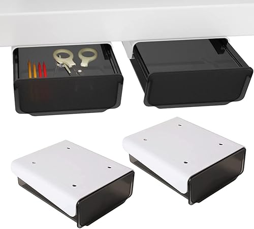 Miniatura 5 de Cajón adhesivo de 2 capas debajo del escritorio, cajón oculto debajo del escritorio, cajón adicional debajo del escritorio para almacenamiento de