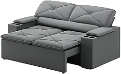 Sofá 2 Lugares Retrátil e Reclinável Pop 1,54m Grafite