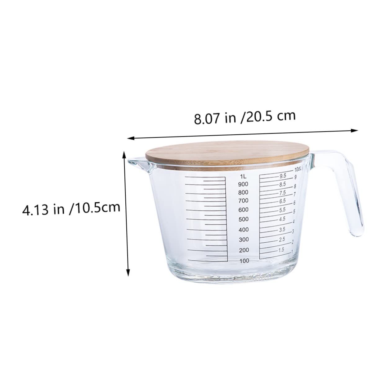 GLEAVI Tasse à Mesurer en Verre Résistante la Chaleur 1pc avec Graduation Précise pour Liquides et Crèmes, Réutilisable, Cuisine Pâtisserie