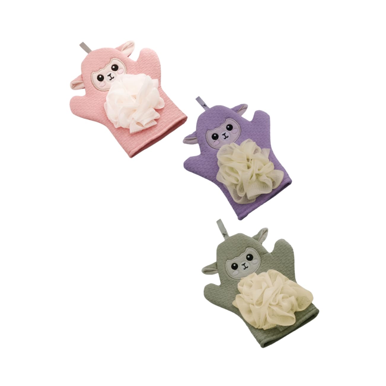 Ipetboom 3Pcs Bath Tools Cartoon Bath Flower Gloves Soft and Absorbent Bathing Mitts for Home Use and Gentle Skin Cleansing Present for Young