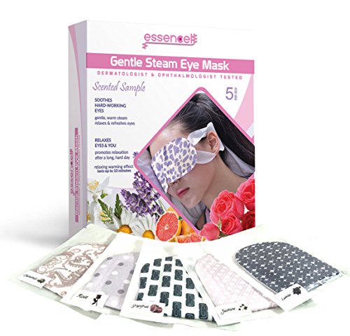 Steam Eye Mask for Dry Puffy Eyes, Dark Circles, Heated Eye Mask for Sleep, Travel or at Work.-5 Scented Eyes Mask: Lavender, Jasmine, Rose, Chamomile, Grapefruit