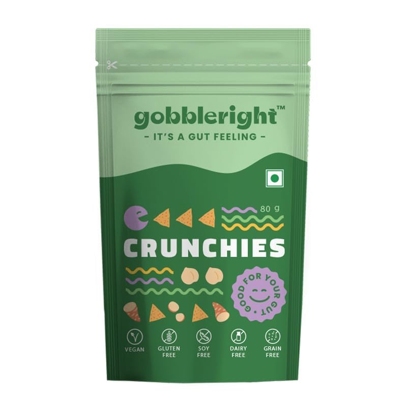 Image of GOBBLERIGHT Healthy Baked Crunchy Nachos Chips (80g - Pack of 1) | Nacho Tortilla Chips | Healthy Gluten Free Vegan Snacks | Dairy Free & Soy Free | Low Calorie Snacks for Adult & Kids