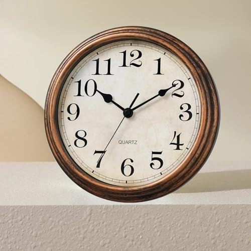 Image of Wall Clock, Vintage Battery Operated, Retro Silent Non Ticking Decorative Clocks for Home Kitchen School Living Room